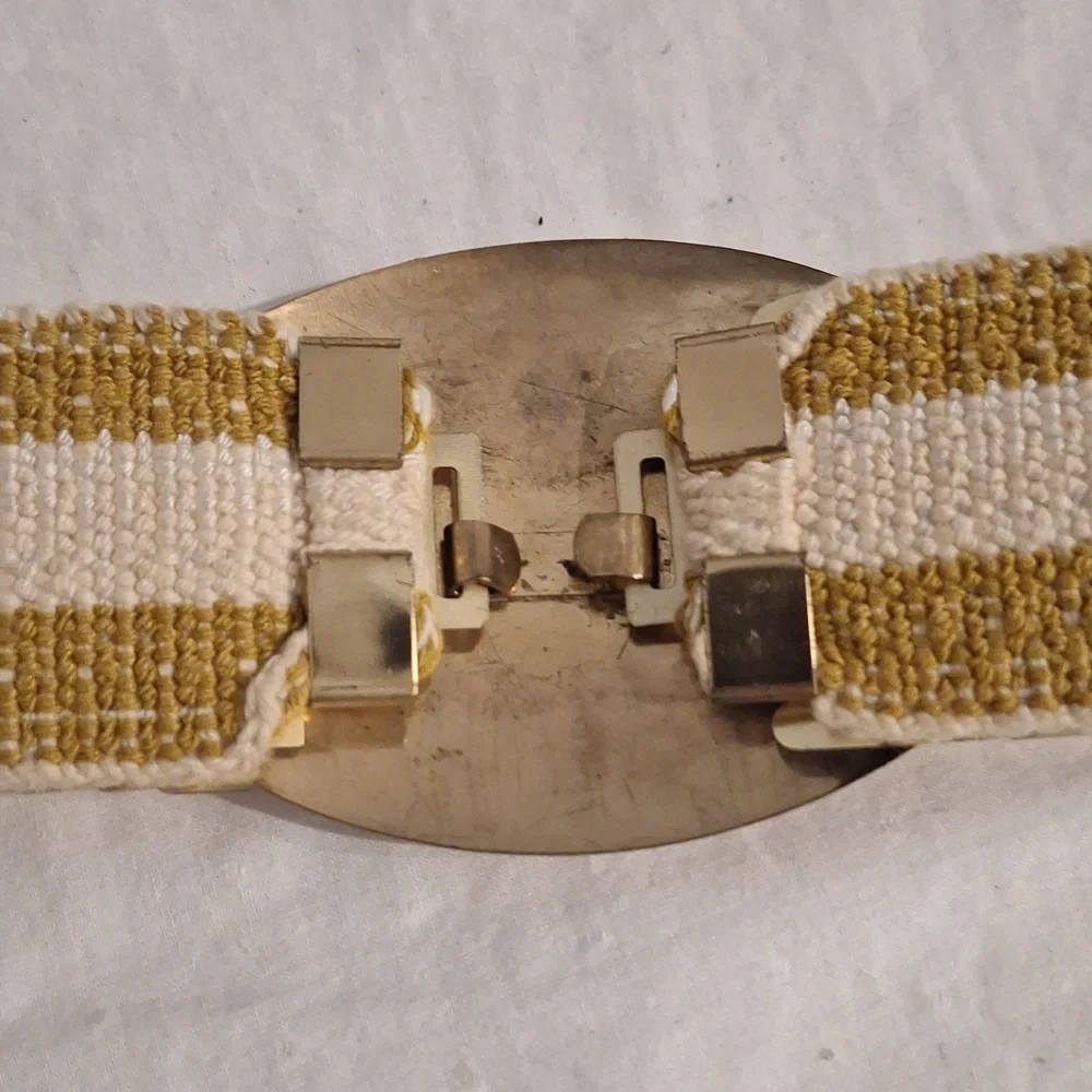 Vintage Gold Scale Stretch Belt with Oval Buckle